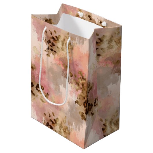 Abstrakter Leopard-Druckbeutel Mittlere Geschenktüte (Vorderseite Schrägansicht)
