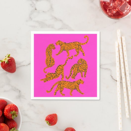 Abstrakter Leopard mit roten Lippen, Illustrations Serviette (Beispiel)