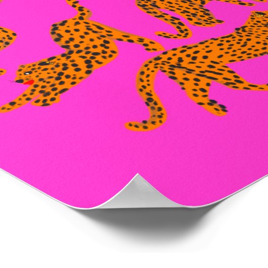 Abstrakter Leopard mit roter Lippe Poster (Ecke)