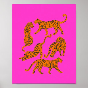 Abstrakter Leopard mit roter Lippe Poster