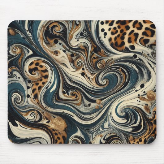 Abstrakter Leoparden-Druck Wirbel Mousepad (Vorne)