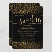 Abstrakter Leoparden, goldfarben 16 Einladung (Vorne/Hinten)