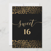 Abstrakter Leoparden, goldfarben, süß 16 invit Einladung (Rückseite)