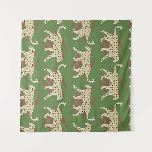 Abstrakter Leopardengeweih mit Animal Sk Wandteppich (Vorderseite (Horizontal))