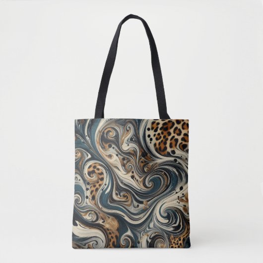 Abstrakter Leopardenprint Wirbel Tasche (Vorderseite)