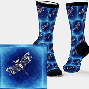Abstrakter Libelle auf Blau  Socken