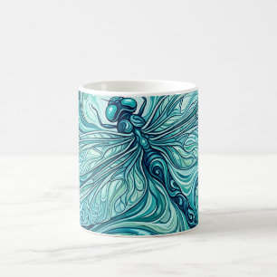 Abstrakter Libellen-Ozean-Blau-Lack-Kaffeebecher Kaffeetasse