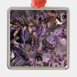Abstrakter lila Amethystquartz-Marmorgranit Ornament Aus Metall
