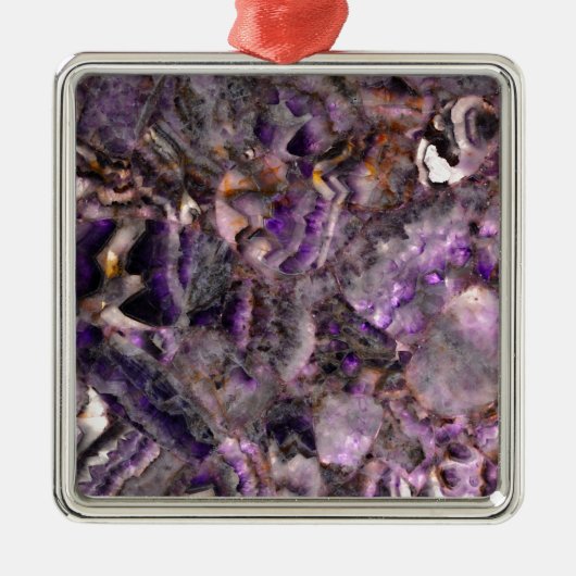 Abstrakter lila Amethystquartz-Marmorgranit Ornament Aus Metall (Vorne)