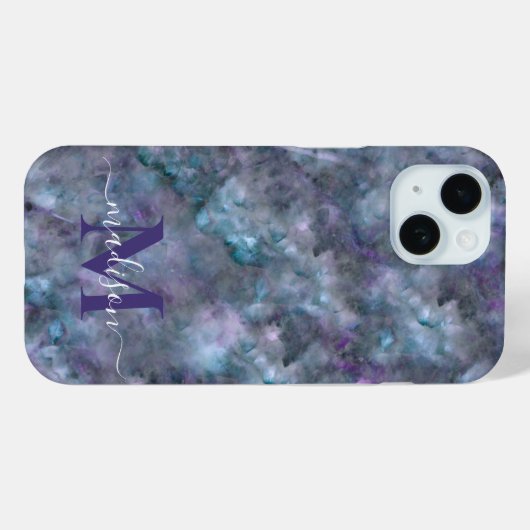 Abstrakter lila aquamariner Quarzgranit Case-Mate iPhone Hülle (Rückseite (Horizontal))