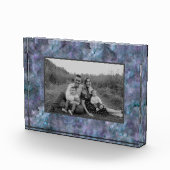 Abstrakter lila aquamariner Quarzgranit Fotoblock (Rechts)