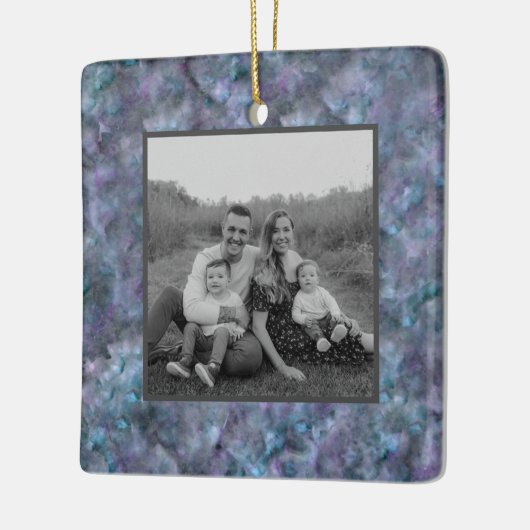 Abstrakter lila aquamariner Quarzgranit Keramikornament (Links)