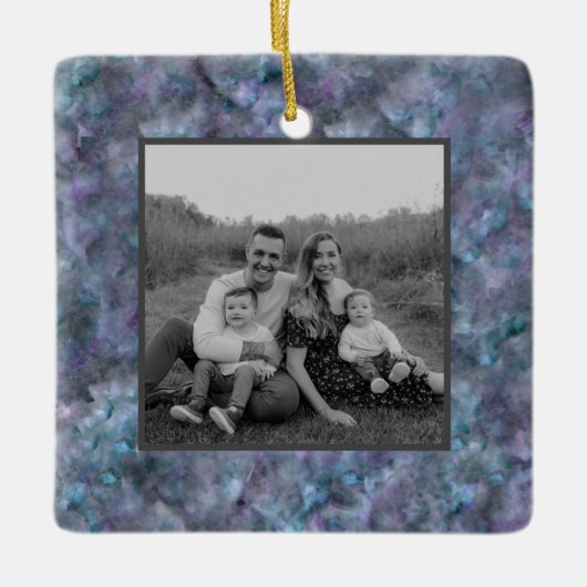 Abstrakter lila aquamariner Quarzgranit Keramikornament (Vorderseite)