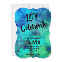 Abstrakter Lila Blauer Alkoholtink 30. Geburtstag