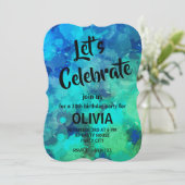 Abstrakter Lila Blauer Alkoholtink 30. Geburtstag Einladung (Stehend Vorderseite)