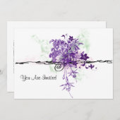 Abstrakter lila Blumen-Blumenstrauß, werden Sie Einladung (Vorne/Hinten)