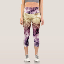Abstrakter Lila Braunrockenstaub Capri Leggings
