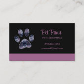 Abstrakter Lila Dog Päw Pet Grooming Service Visitenkarte (Vorderseite)