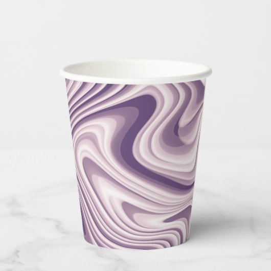 Abstrakter Lila flüssiger Marmor Pappbecher (Rückseite)