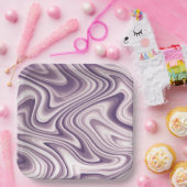 Abstrakter Lila flüssiger Marmor Pappteller (Party)