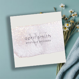 Abstrakter Lila Lilac Pinselstrich Monogram Shiny Quadratische Visitenkarte