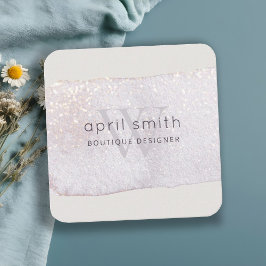 Abstrakter Lila Lilac Pinselstrich Monogram Shiny Quadratische Visitenkarte