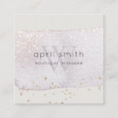 Abstrakter Lila Lilac-Pinselstrich Monogramm-Glitz Quadratische Visitenkarte (Vorderseite)