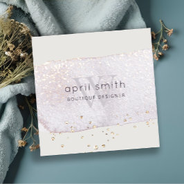 Abstrakter Lila Lilac-Pinselstrich Monogramm-Glitz Quadratische Visitenkarte