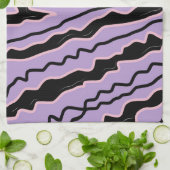 Abstrakter Lila Marble Boho Groovy Muster Geschirrtuch (Gefaltet)