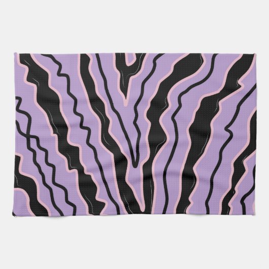 Abstrakter Lila Marble Boho Groovy Muster Geschirrtuch (Horizontal)