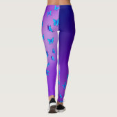 Abstrakter Lila Mond und Schmetterlinge Leggings (Rückseite)