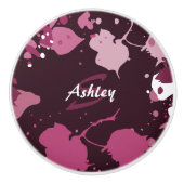 Abstrakter Lila rosafarbener Spritzer Splash Drops Keramikknauf (Vorderseite)