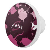 Abstrakter Lila rosafarbener Spritzer Splash Drops Keramikknauf (Rechts)