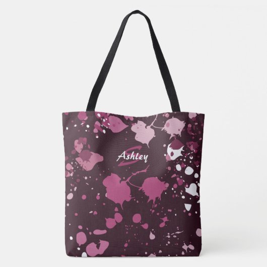 Abstrakter Lila rosafarbener Spritzer Splash Drops Tasche (Rückseite)