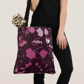 Abstrakter Lila rosafarbener Spritzer Splash Drops Tasche (Von Nahem)