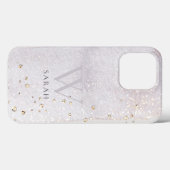Abstrakter Lilac Brush Stoß Monogram Glitzer Case-Mate iPhone Hülle (Rückseite (Horizontal))