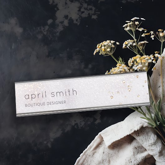 Abstrakter Lilac Pinselstrich Wasserfarbener Glitz Schreibtischnamensplakette