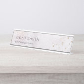 Abstrakter Lilac Pinselstrich Wasserfarbener Glitz Schreibtischnamensplakette (Vorderseite )