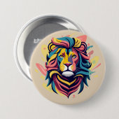 Abstrakter Lion Head Art Button (Vorne & Hinten)