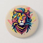 Abstrakter Lion Head Art Button (Vorderseite)