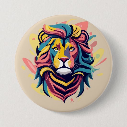 Abstrakter Lion Head Art Button (Vorderseite)