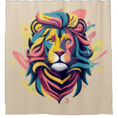 Abstrakter Lion Head Art Duschvorhang (Vorderseite)