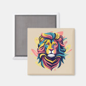 Abstrakter Lion Head Art Magnet (Vorderseite/Rückseite)