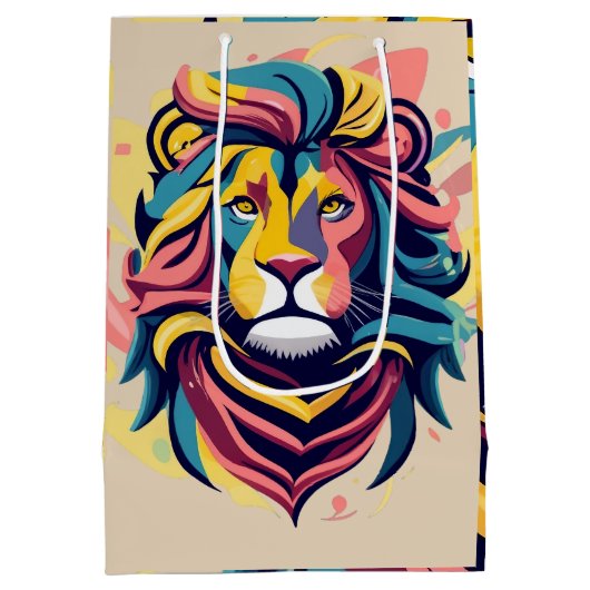 Abstrakter Lion Head Art Mittlere Geschenktüte (Rückseite)