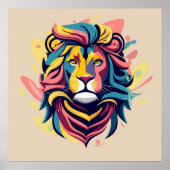 Abstrakter Lion Head Art Poster (Vorne)