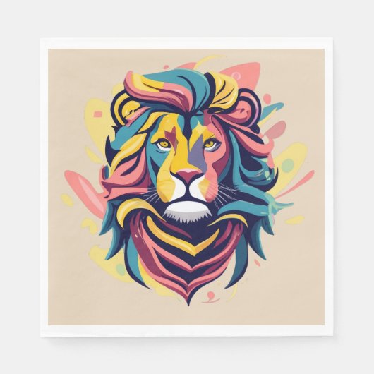 Abstrakter Lion Head Art Serviette (Vorderseite)