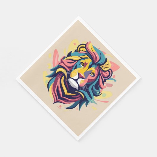 Abstrakter Lion Head Art Serviette (Ecke)