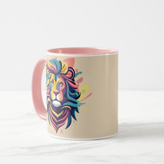 Abstrakter Lion Head Art Tasse (Vorderseite Links)