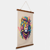 Abstrakter Lion Head Art Wandteppich Mit Holzrahmen (Gewinkelt)