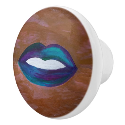 Abstrakter Lippenstift | Girl Lips Kiss XOXO Diva Keramikknauf (Rechts)